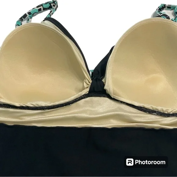 Fit 4U swim dress size 20W aqua,black,white geo design adjustable straps 1piece - Picture 5 of 13